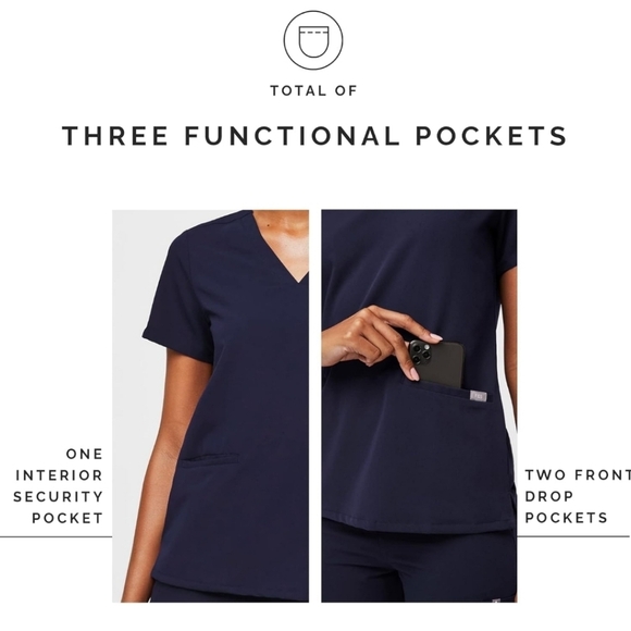 Figs Scrubs Casma Top Navy Blue Small Lot of TWO 2 FW1100 - Picture 3 of 9
